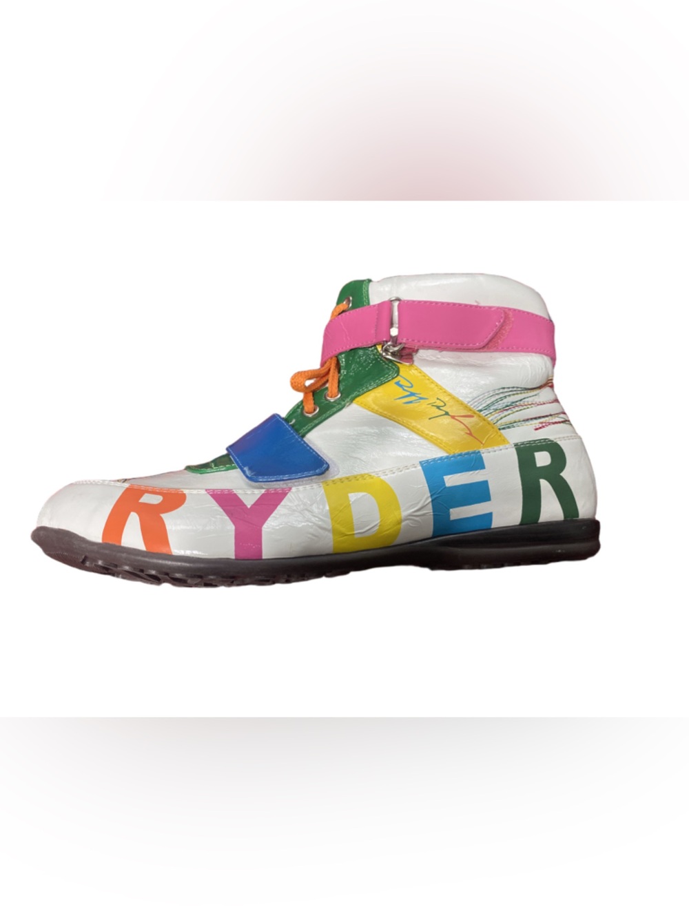 Nyla Ryder Rainbow Multi-Color High Top Sneakers Patent Retro Glam Size 11 - Picture 3 of 11